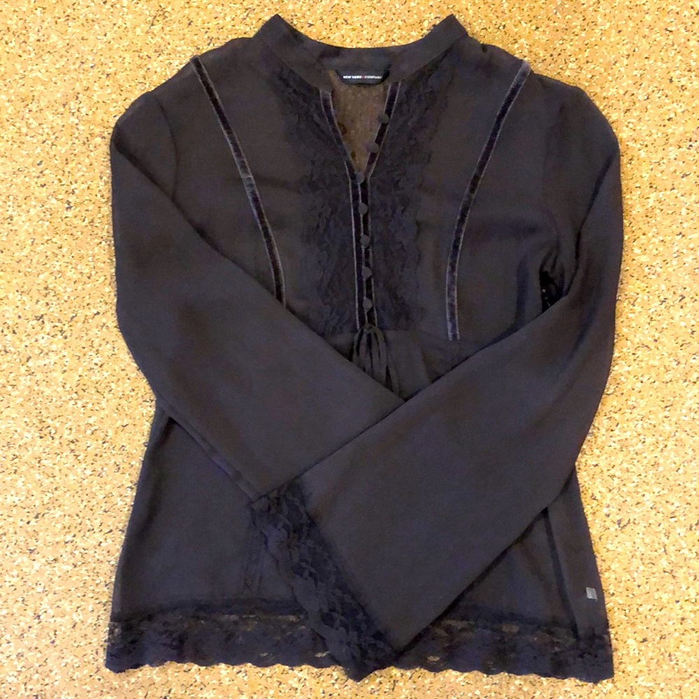 New York & Co Chocolate Brown Sheer Top